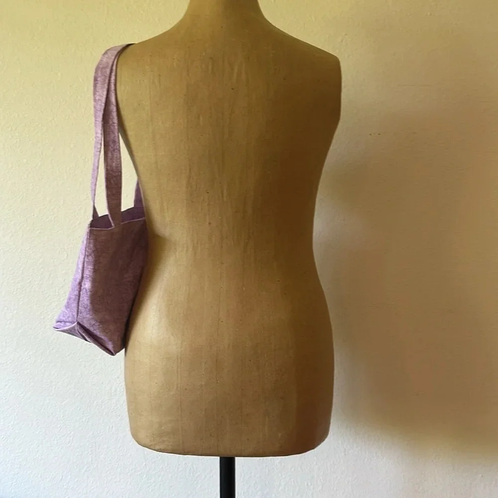 Handmade purple tote bag, cotton made and sewn by 8 year old, carry all or purse